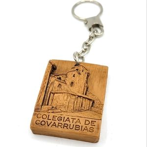Colegiata de Covarrubias Spain Catholic Church Wood Resin Fob Keychain Vintage